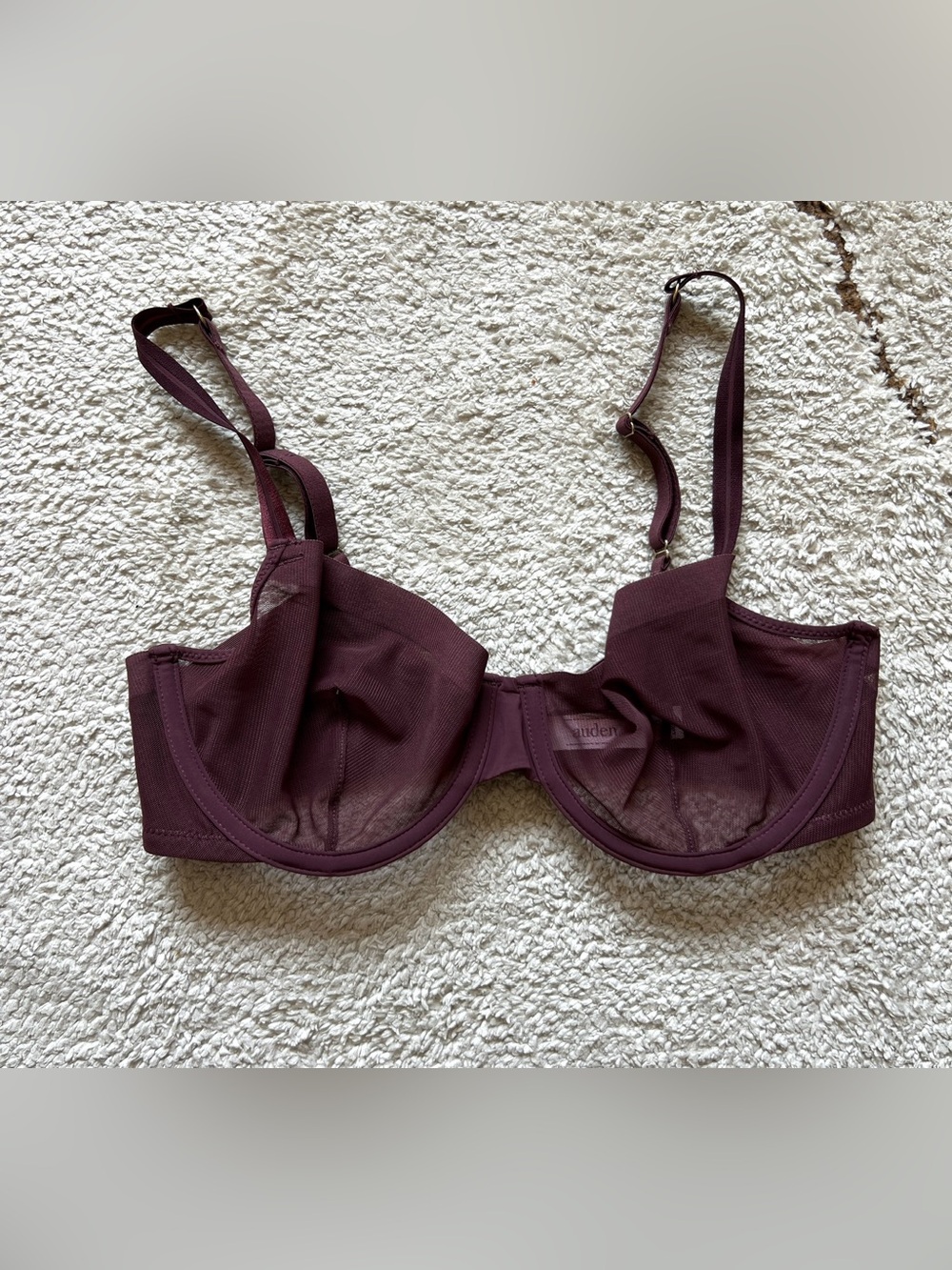 Auden Burgundy Sheer Underwire Bra